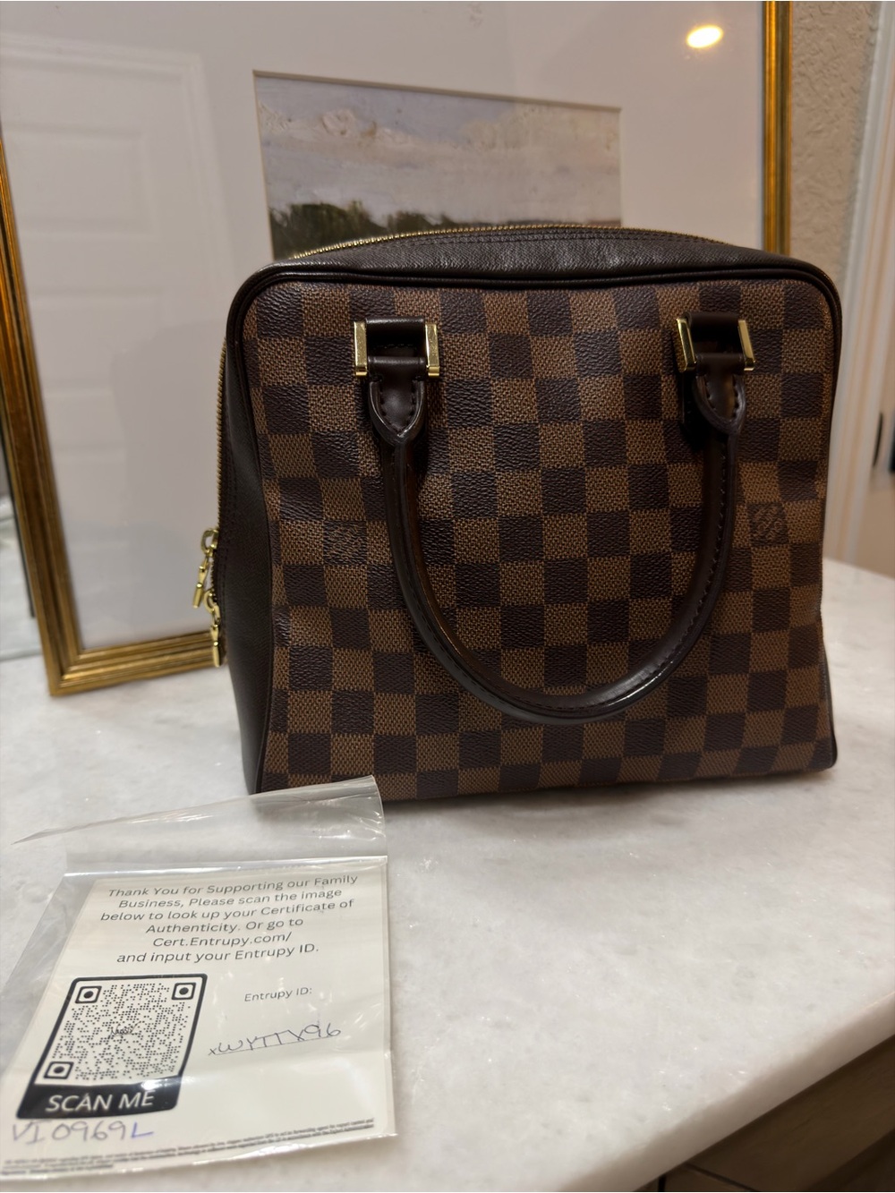 Louis Vuitton Damier Ebene Brera Top Handle Bag